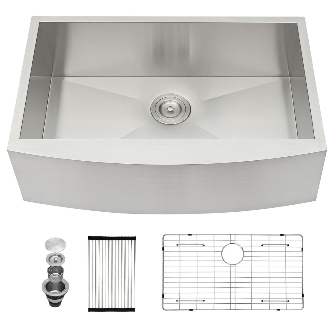Farmhouse 36&quot; Kitchen Sink Stainless Steel Apron Front - Brushed Nickel