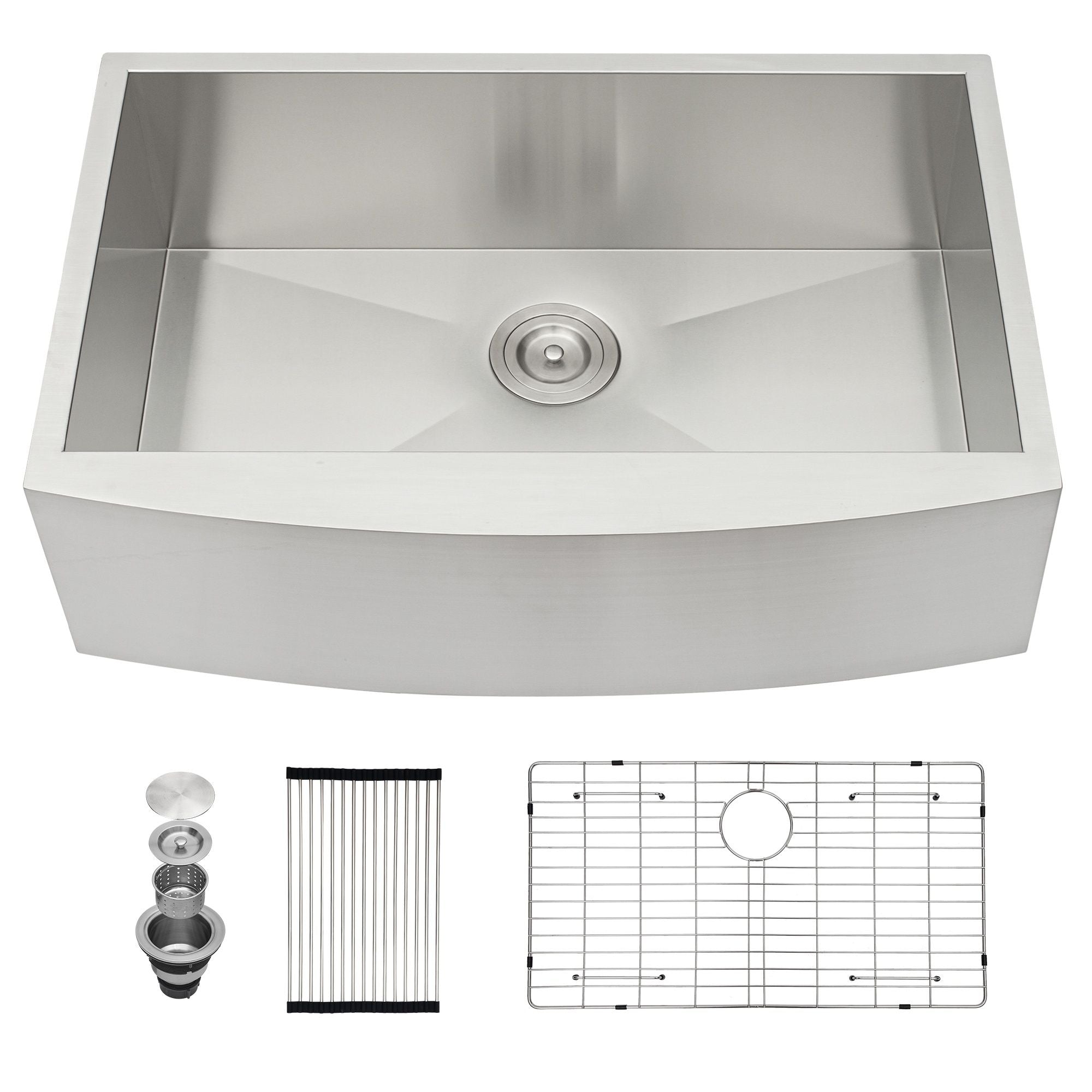 Farmhouse 36&quot; Kitchen Sink Stainless Steel Apron Front - Brushed Nickel