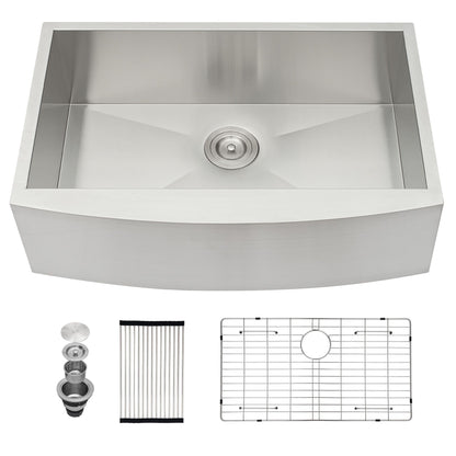 Farmhouse 36&quot; Kitchen Sink Stainless Steel Apron Front - Brushed Nickel