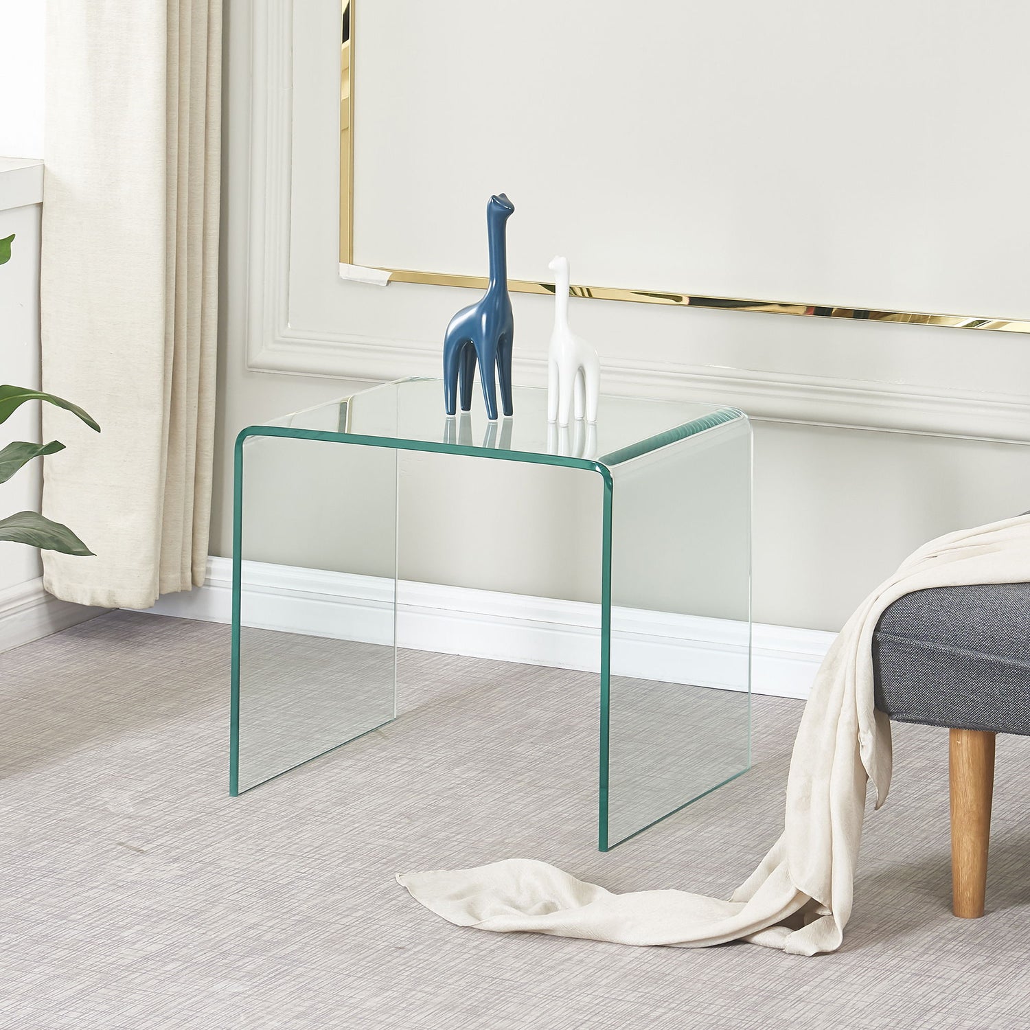 Small Clear Glass Side &amp; End Table, Tempered Glass End Table Small Coffee Table - Transparent