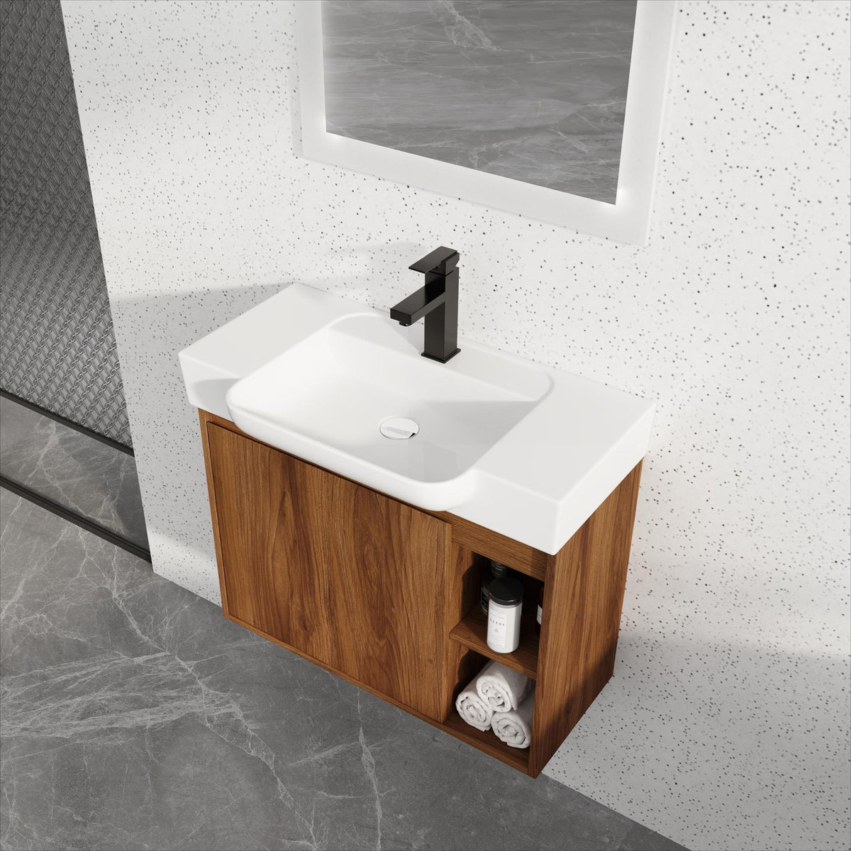 Wall Mounted Bathroom Vanity With Sink &amp; Soft Close Door