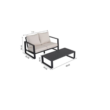 Double Sofa With Rectangular Coffee Table, Cushions Tino Tino - Beige