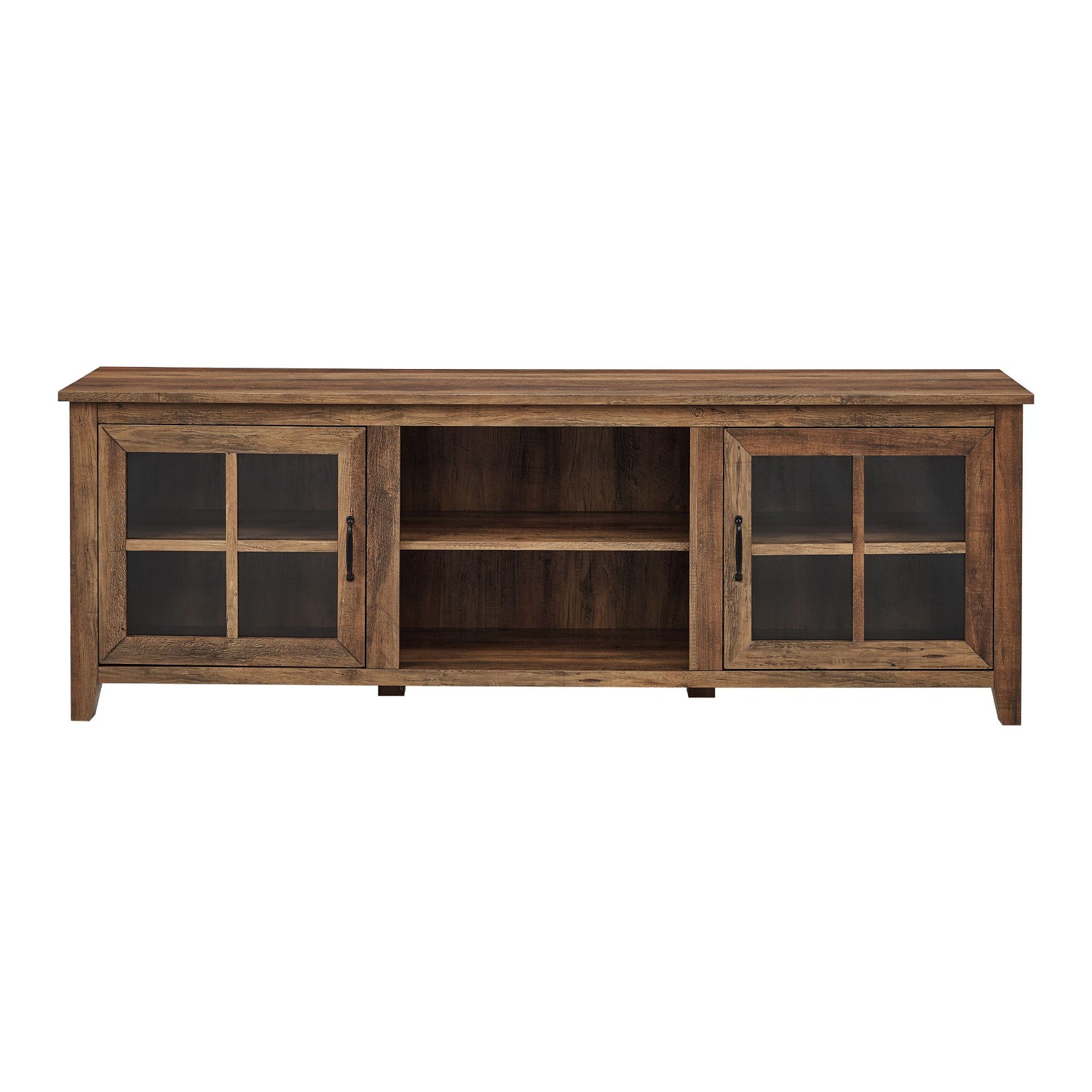 Modern Farmhouse 2 Door Glass Windowpane 70&quot; TV Stand For 80&quot; TVs