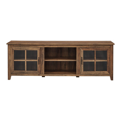 Modern Farmhouse 2 Door Glass Windowpane 70&quot; TV Stand For 80&quot; TVs