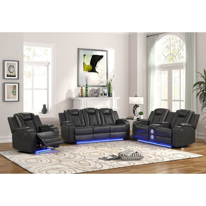 Benz - LED &amp; Power Recliner With Adjustable Headrests And Ambient LED Lighting