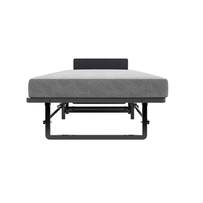 Modern Metal Folding Bed Frame With Foam Mattress, Easy Storage &amp; Mobility - Black