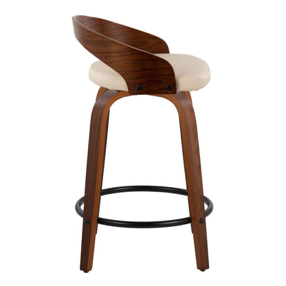 Grotto - Mid-Century Modern Fixed Height Counter Stool &amp; Swivel With Round Footrest (Set of 2)
