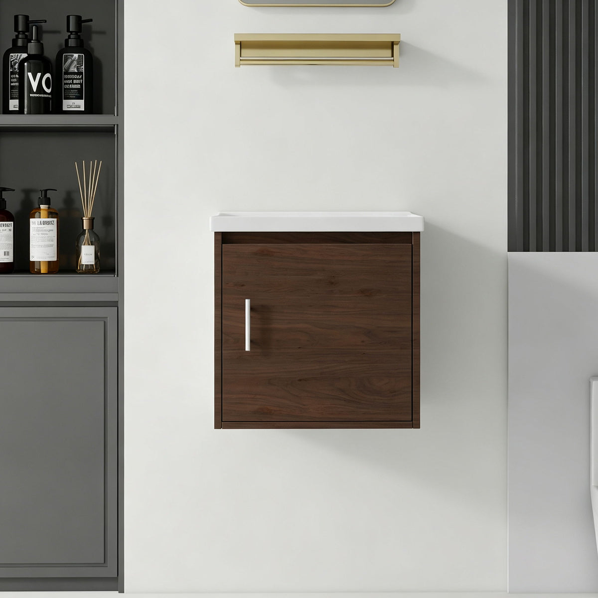 Floating Bathroom Vanity Combo, Wall Mounted Cabinet With Sink &amp; Soft Close Doors For Small Bathrooms