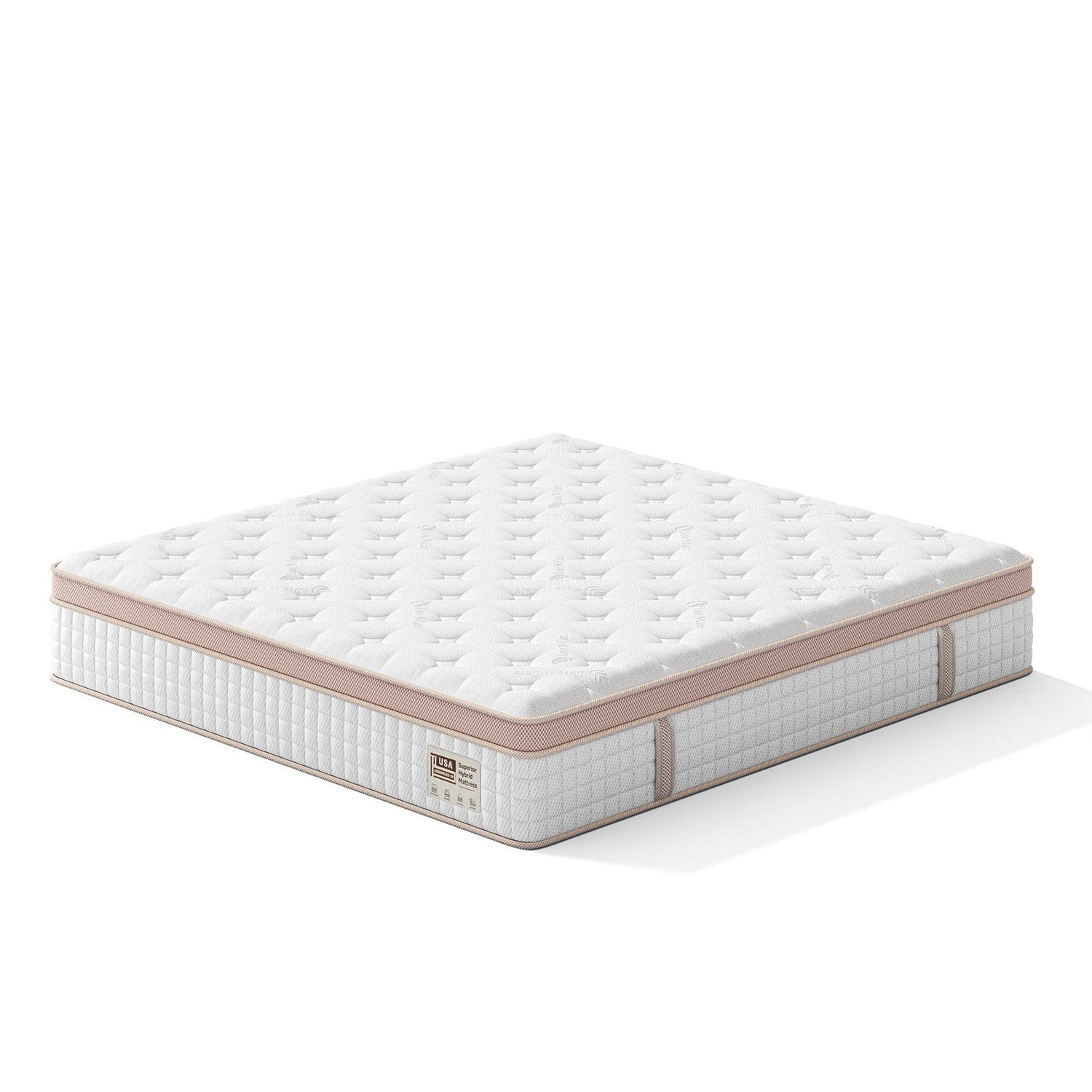 12" King Size Firm Hybrid Mattress, Gel Memory Foam &amp; Pocket Springs, Pressure Relief, Motion Isolation, Ergonomic Bed - White