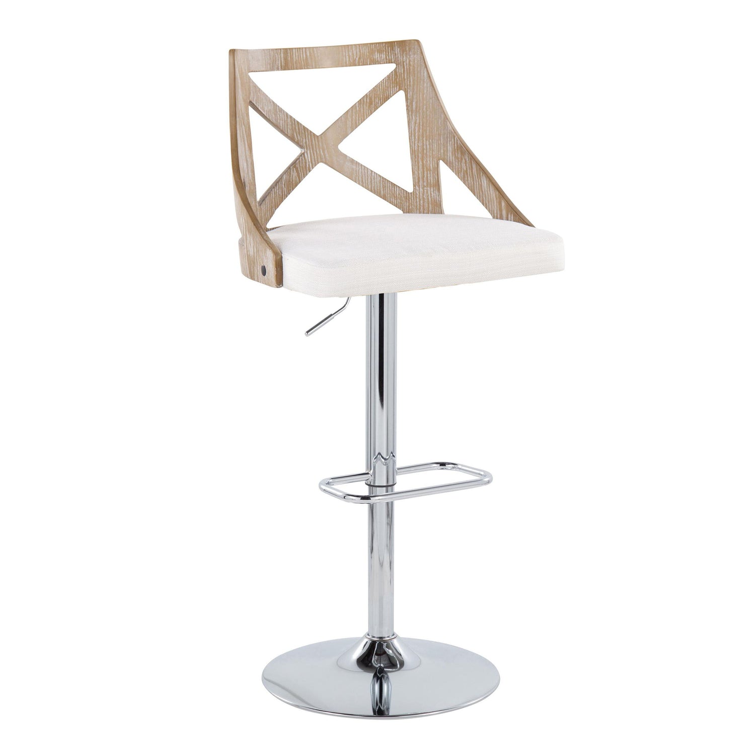 Charlotte - Farmhouse Adjustable Height Barstool &amp; Swivel Rounded Rectangle Footrest (Set of 2)