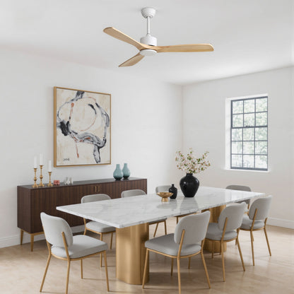 42" Ceiling Fan With No Light, Reversible DC Motor, 2 Downrods (12.5Cm / 25Cm) For Bedroom &amp; Living Room - White