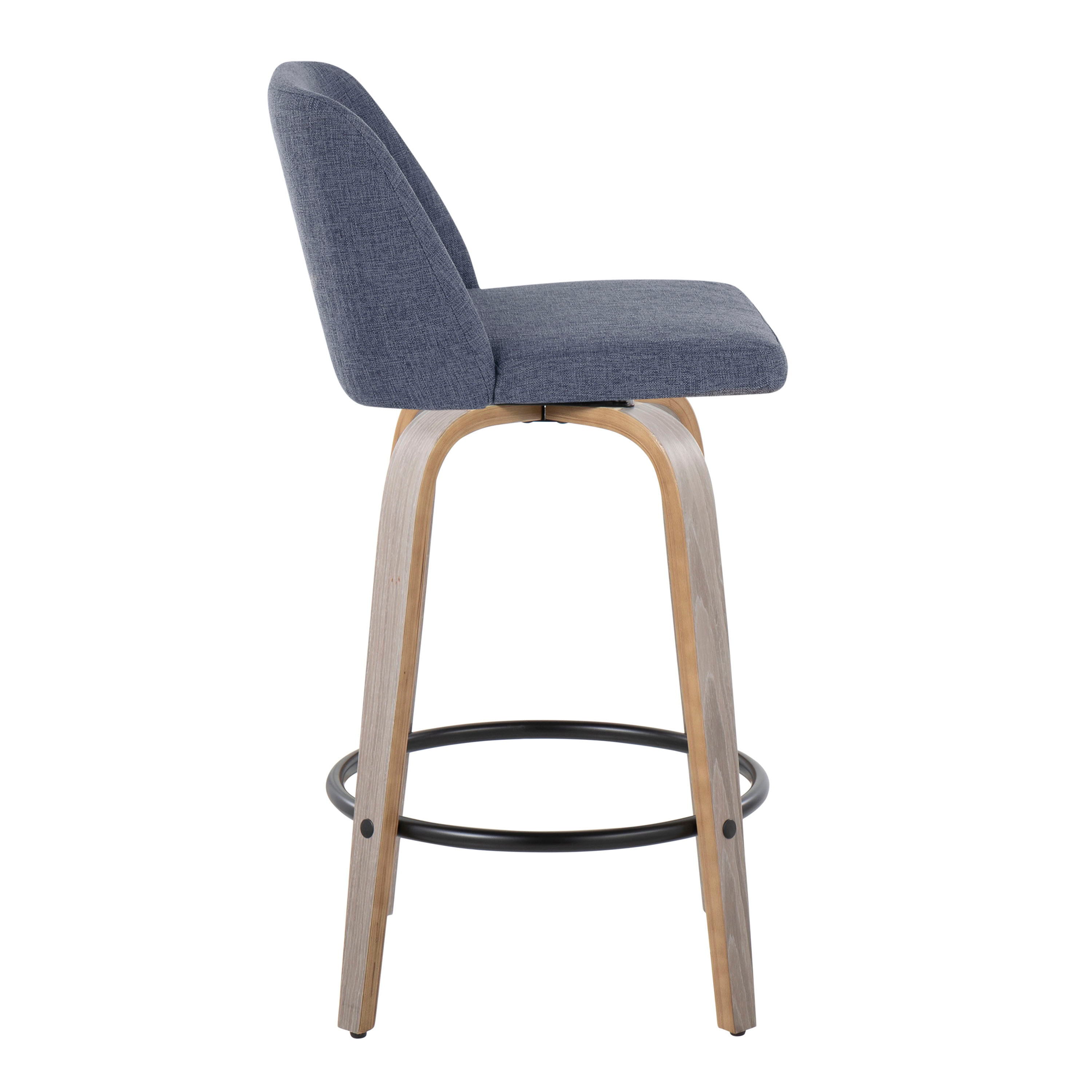 Toriano - Contemporary Fixed Height Counter Stool With Swivel &amp; Round Footrest (Set of 2)