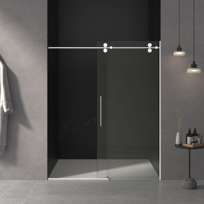 Frameless Shower Door, Sliding Shower Door, With Premium Thick Tempered Glass Shower Enclosure, Double Side Easy Clean Coat, Finished With Buffer - Chrome