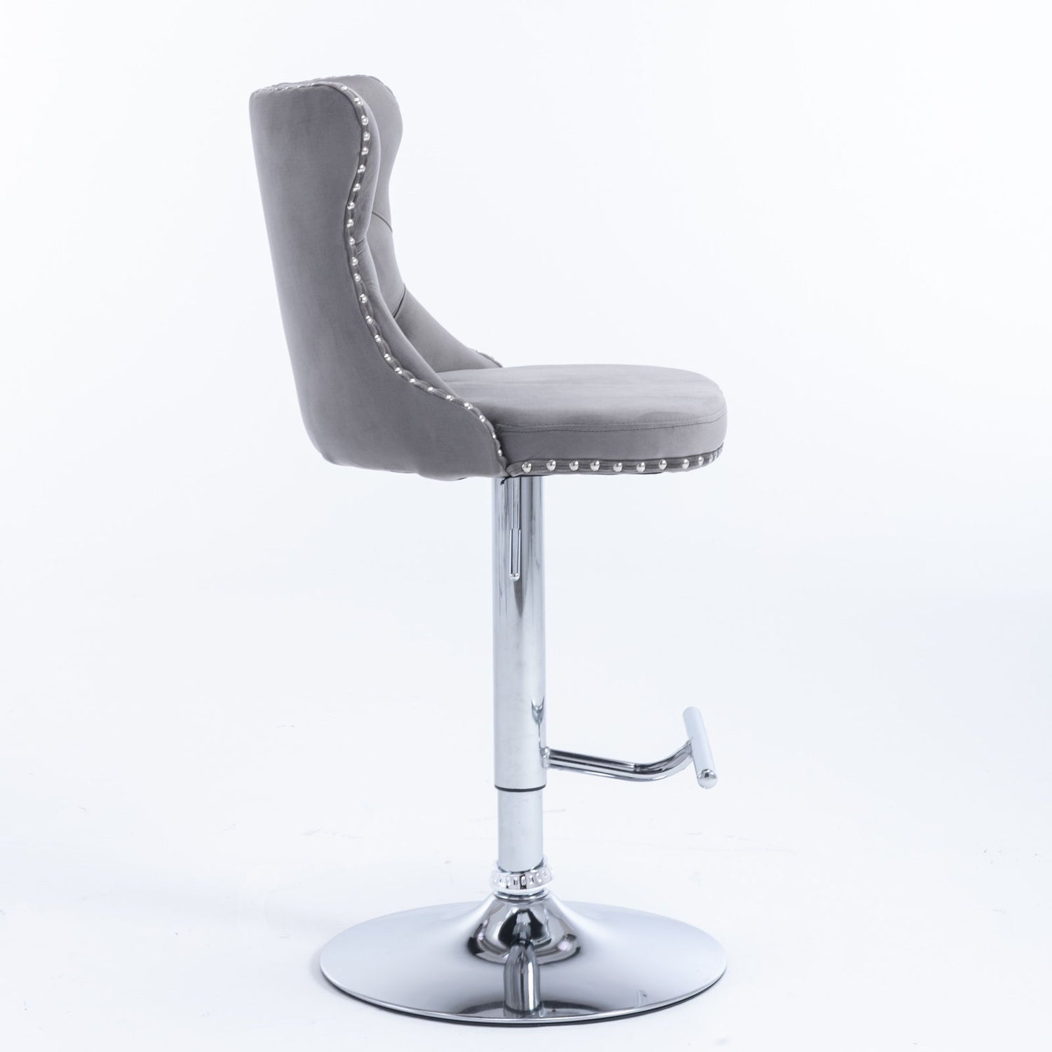 Swivel Velvet Barstools Adjusatble Seat Height From 25-33&quot;, Modern Upholstered Chrome Base Bar Stools With Backs Comfortable Tufted For Home Pub And Kitchen Island (Set of 2)
