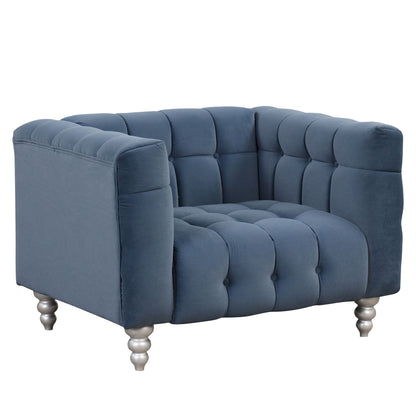 Modern Sofa Dutch Fluff Upholstered Sofa &amp; Wood Legs, Buttoned Tufted Backrest