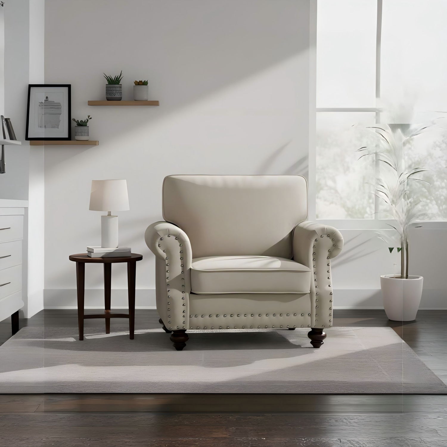 Upholstered Accent Armchair With Turned Legs For Living Room