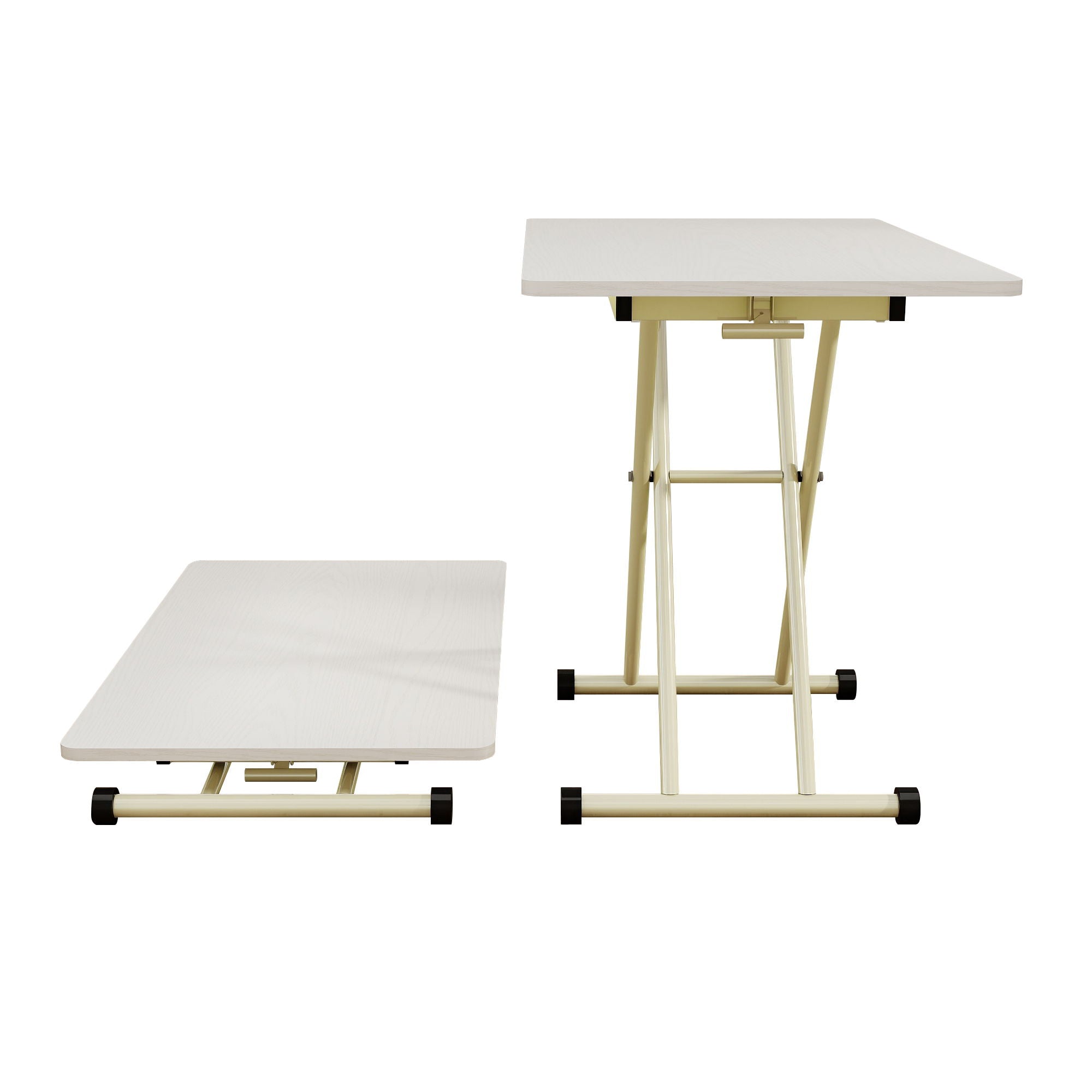 Adjustable Standing Table, Indoor &amp; Outdoor Use, Portable With Adjustable Height - Off White / White