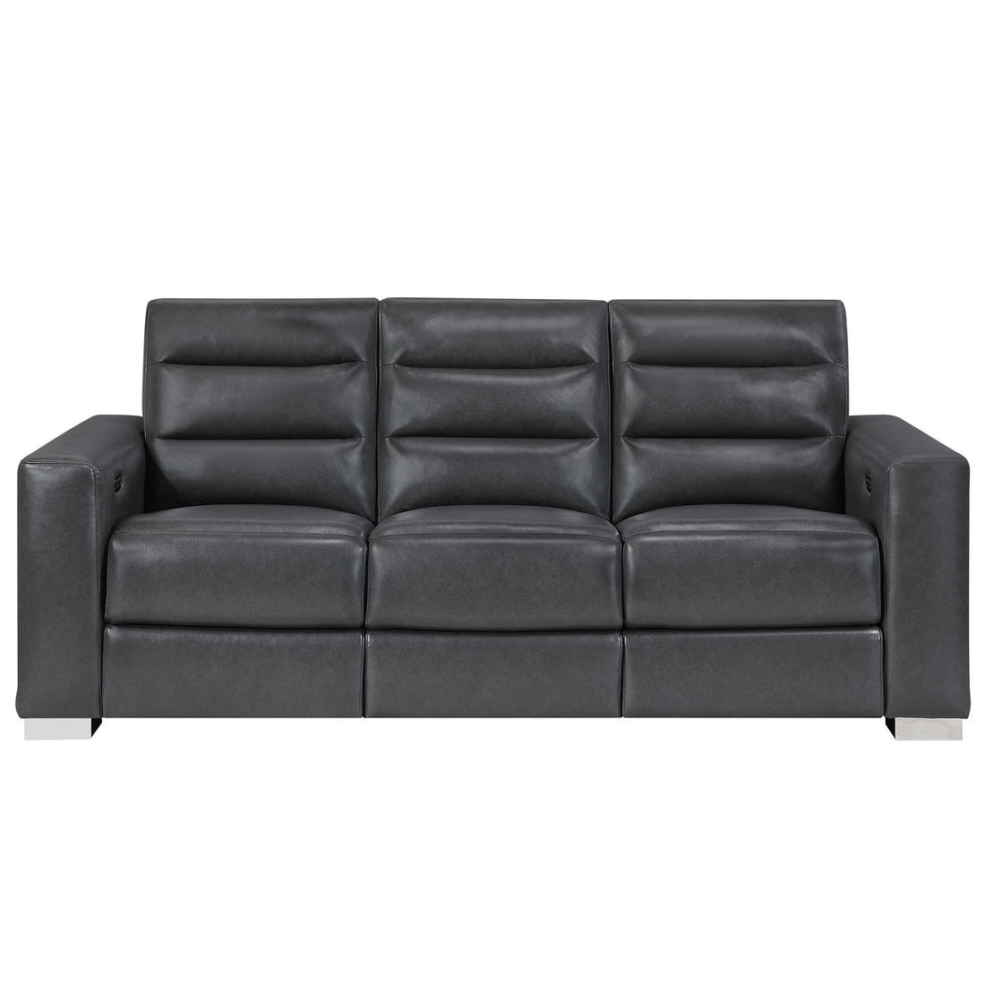 Yamein - Power Reclining Sofa With Bookcase Arms And LED Lights - Charcoal