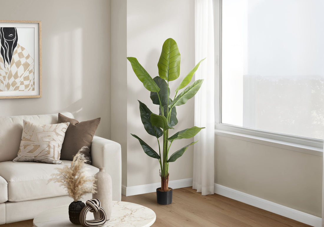 59&quot; Tall, Artificial Plant, Strelitzia Tree, Indoor, Faux, Fake, Floor, Greenery, Potted, Real Touch, Decorative - Green / Black
