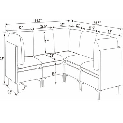 Upholstered Modular Sectional With Tall Legs