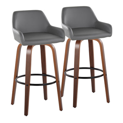 Daniella - Contemporary Fixed Height, Barstool &amp; Swivel And Round Footrest (Set of 2)