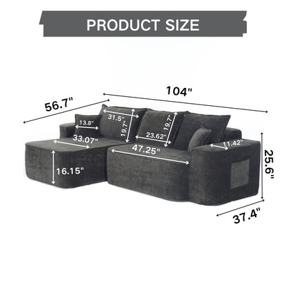 L-Shaped Sectional Sofa Couch With Chaise, Extra Deep Seats