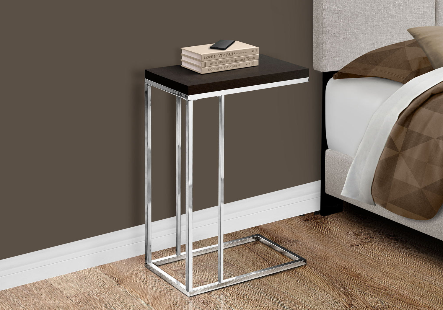 Accent Table, C - Shaped, Tempered Glass, Stylish Design Contemporary &amp; Modern