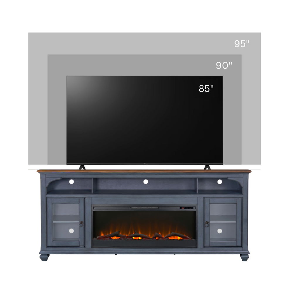 Americana - 86 In Fireplace TV Stand For TVs Up To 95&quot; - Blue