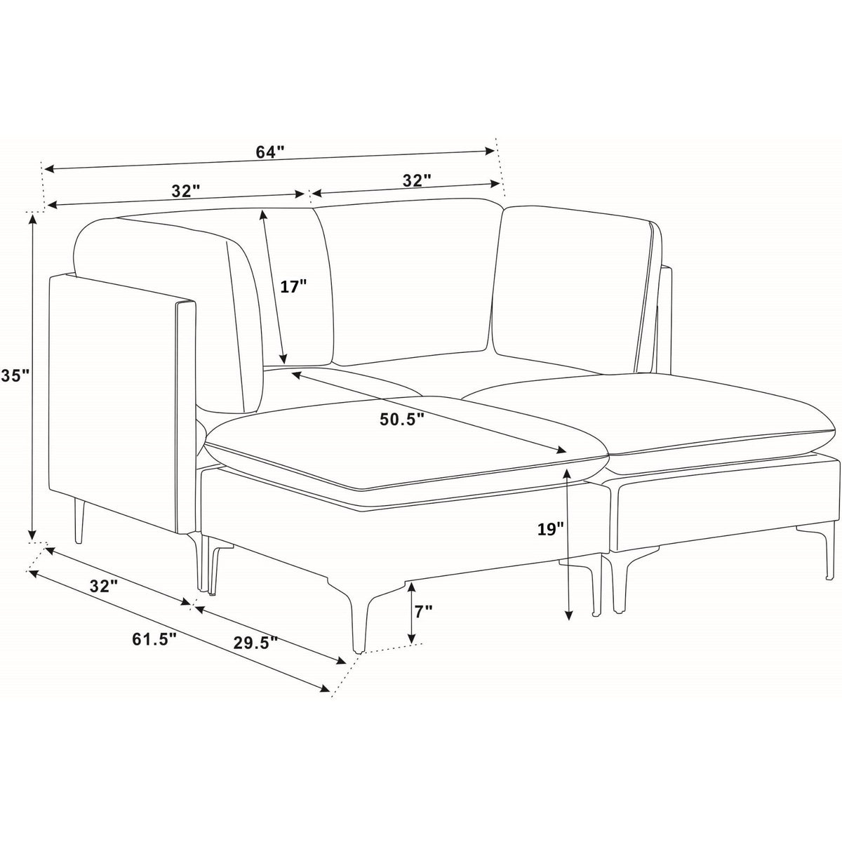 Upholstered Modular Sectional &amp; Tall Legs