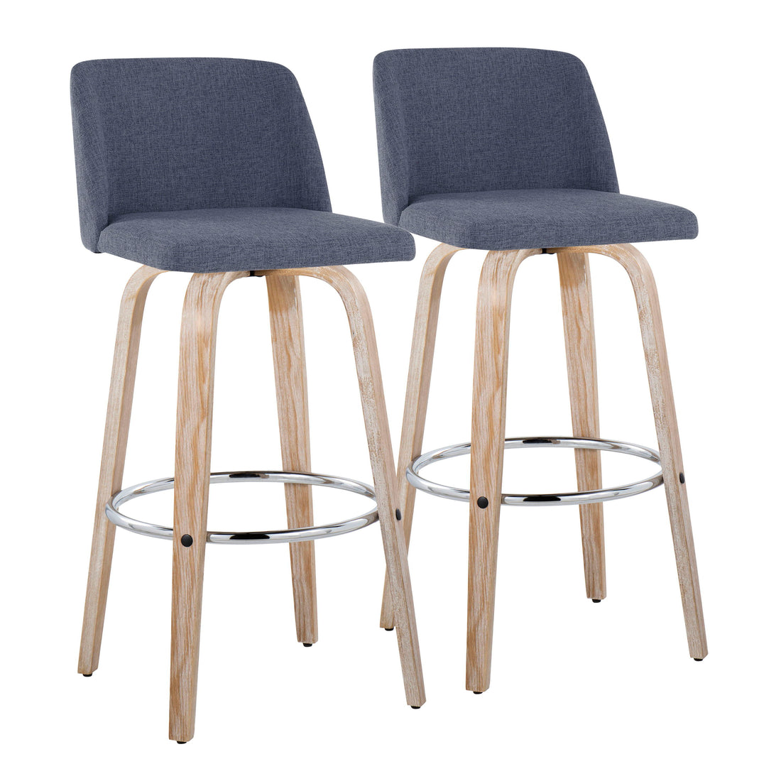 Toriano - Contemporary Fixed Height Barstool With Swivel &amp; Round Footrest (Set of 2)