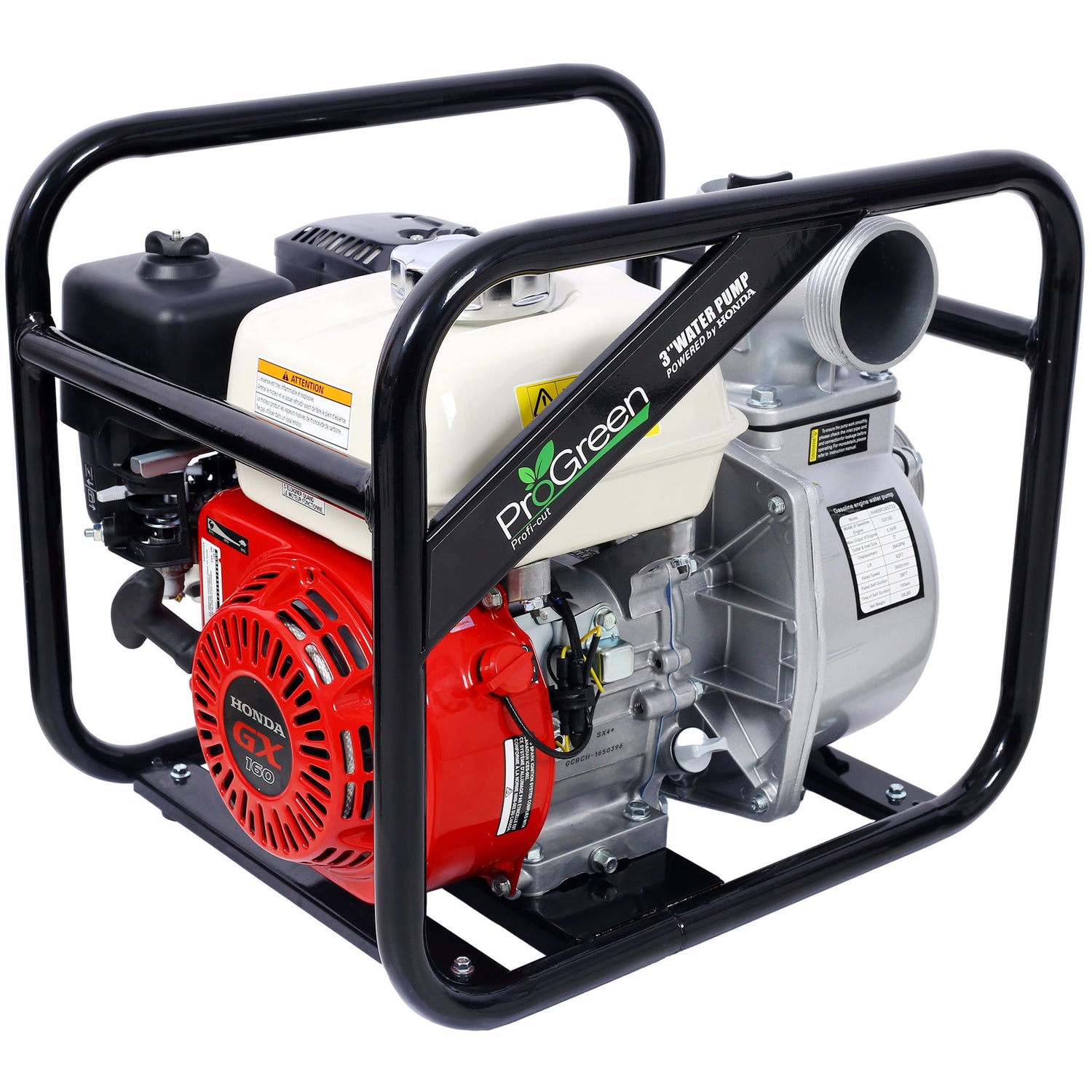Honda - Gx160 Engine Water Pump 3&quot; 264Gpm With 3In Npt Coupler And 25Ft Flat Hose, Aluminum - Black / Red