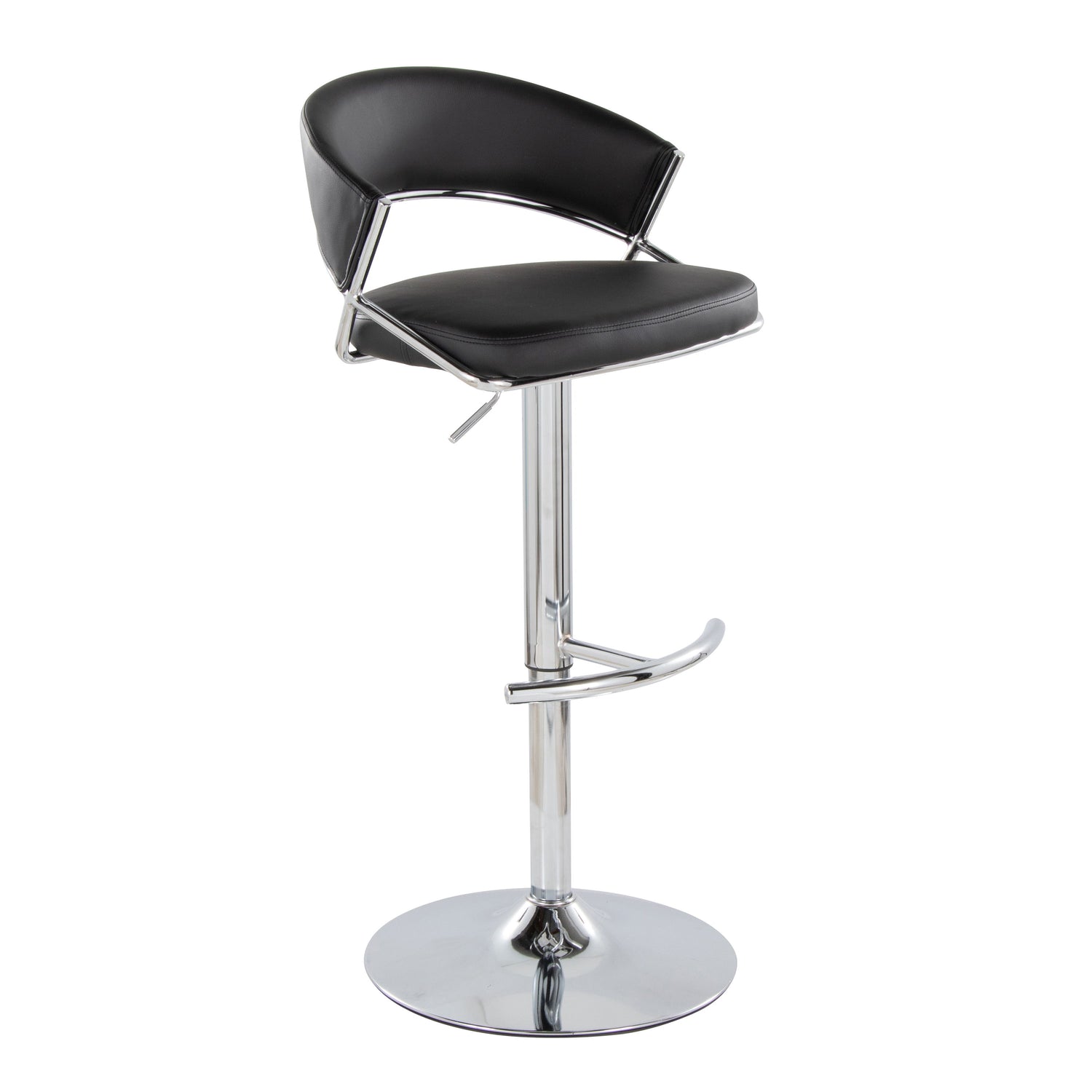 Jie - Contemporary Adjustable Barstool With Swivel &amp; Rounded T Footrest (Set of 2)