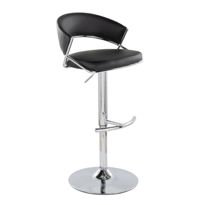 Jie - Contemporary Adjustable Barstool With Swivel &amp; Rounded T Footrest (Set of 2)