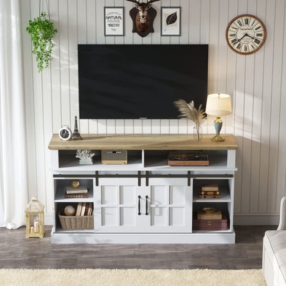 58&quot; TV Stand With Storage Cabinet And Shelves, TV Console Table Entertainment Center For Living Room, Bedroom - White