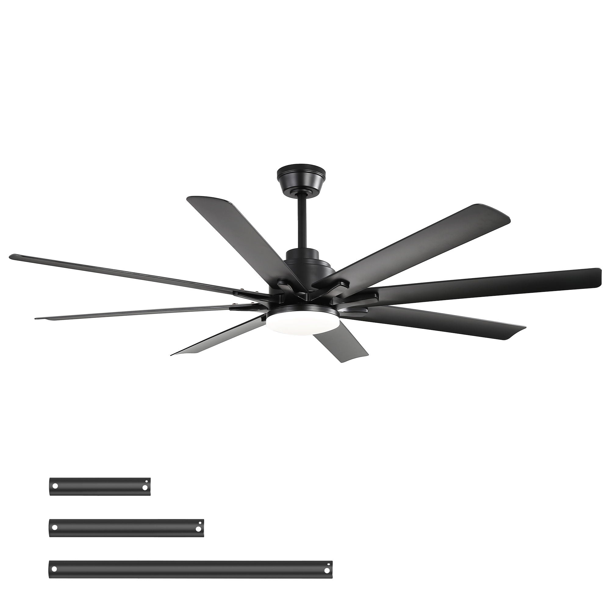 Ceiling Fan With Light 8 Blades, 18W LED 3 Color Dimmable Light, For Living Room &amp; Bedroom - Matte Black