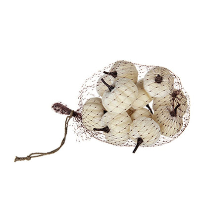 Velvety Pumpkin In Mesh Bag, Bag / 12, For Holiday Harvest Festival Fall Festival &amp; Thanksgiving (Set of 4) - White