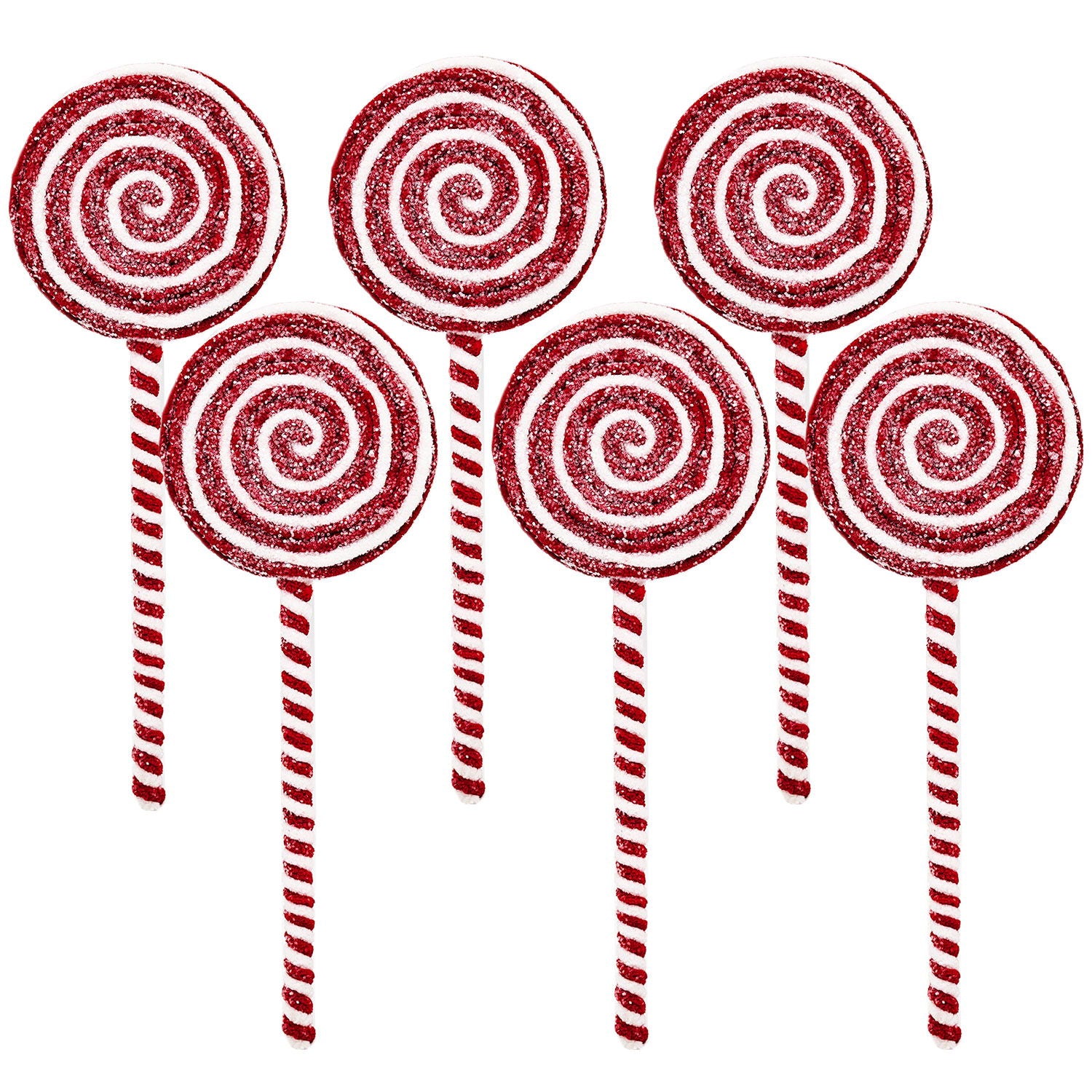 Hollipop Pick, Decorative Hanging Christmas Tree Ornaments For Holiday Party Decorations (Set of 6) - Red