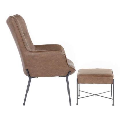 Izzy - Industrial Lounge Chair &amp; Ottoman Set