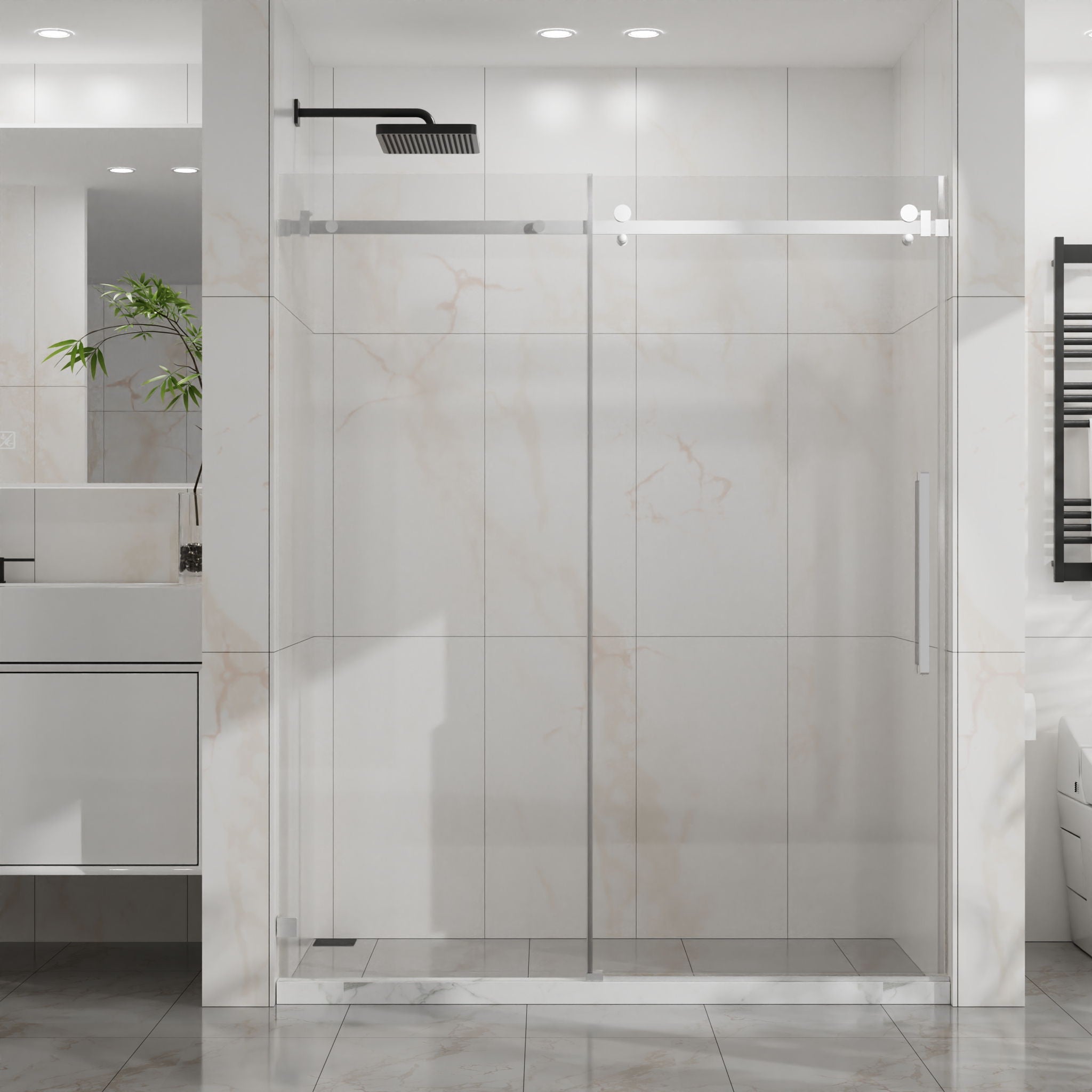 Frameless Tub Sliding Shower Door With Easy Clean Coating