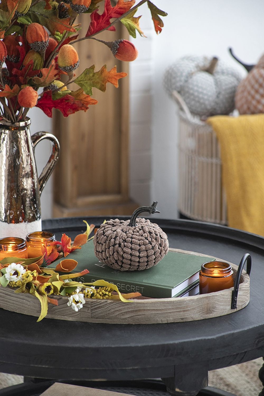 Chenille Weighted Pumpkin Ornament Decor For Holiday Harvest Festival Fall Festival &amp; Thanksgiving