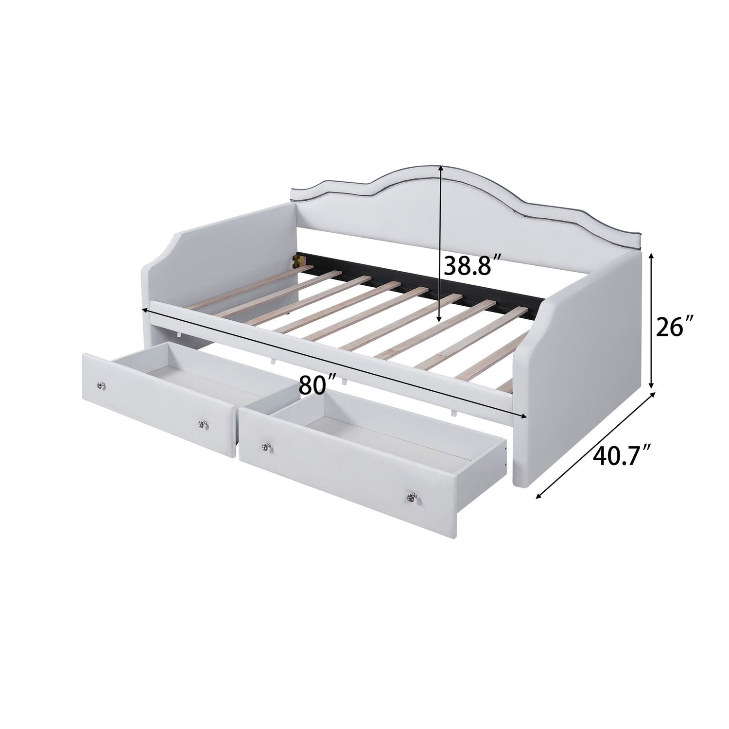 Upholstered Daybed With LED Lights And 2 Drawersme