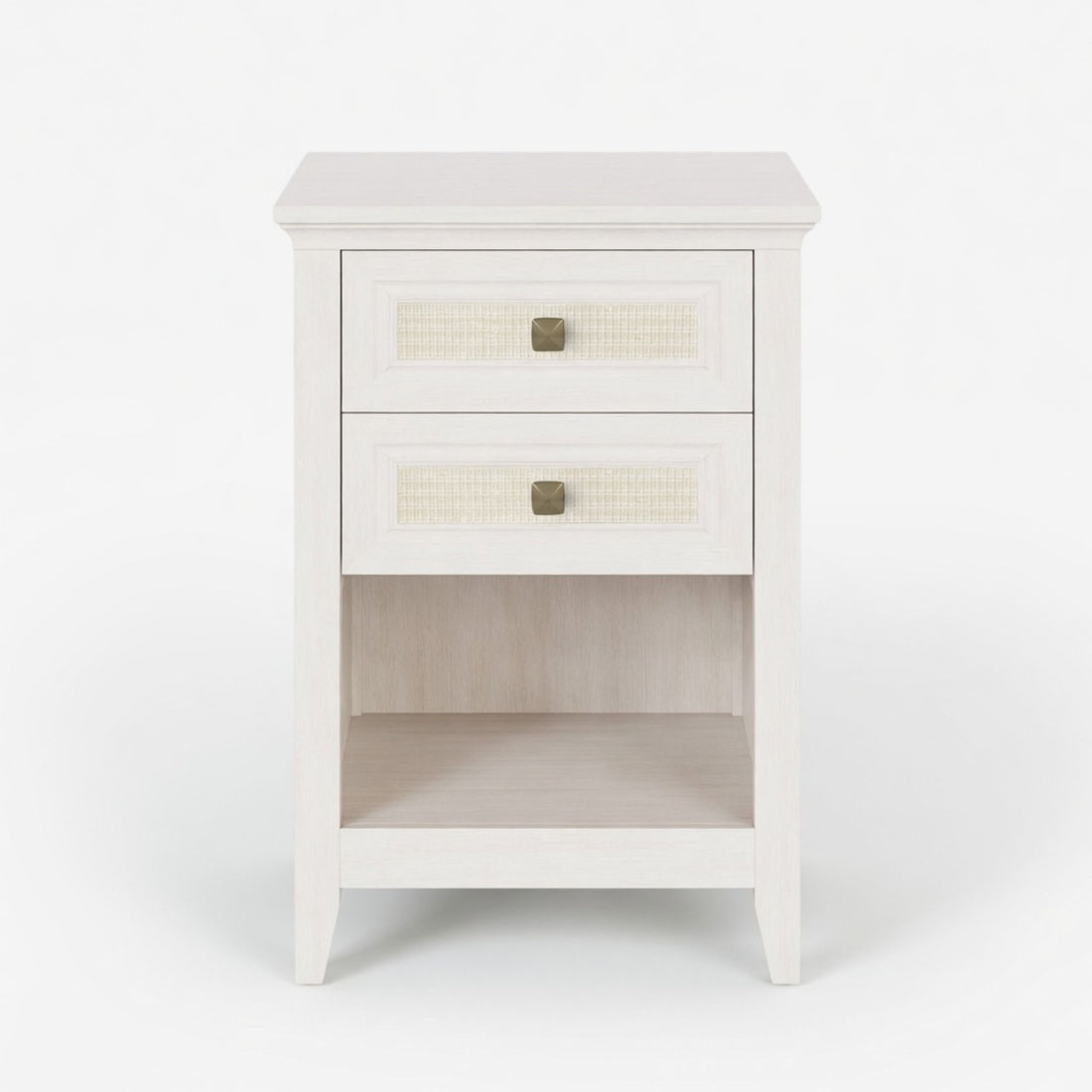 Nightstand With 2 Drawers &amp; Shelf - White
