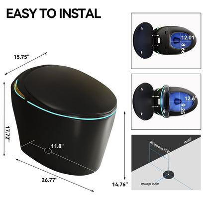 Unique Smart Toile With Built In Bidet, Auto Open / Close Seat, Foot Sensor, LED Display, Night Light, Warm Water &amp; Dryer Ceramic