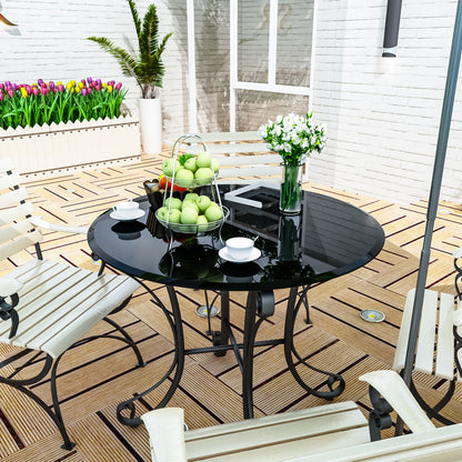 36&quot; Round Tempered Glass Table Top Black Glass Thick Beveled Polished Edge