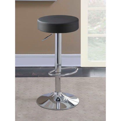 Adjustable Hydraulic Bar Stool With Base And Padded Seat - Black / Silver