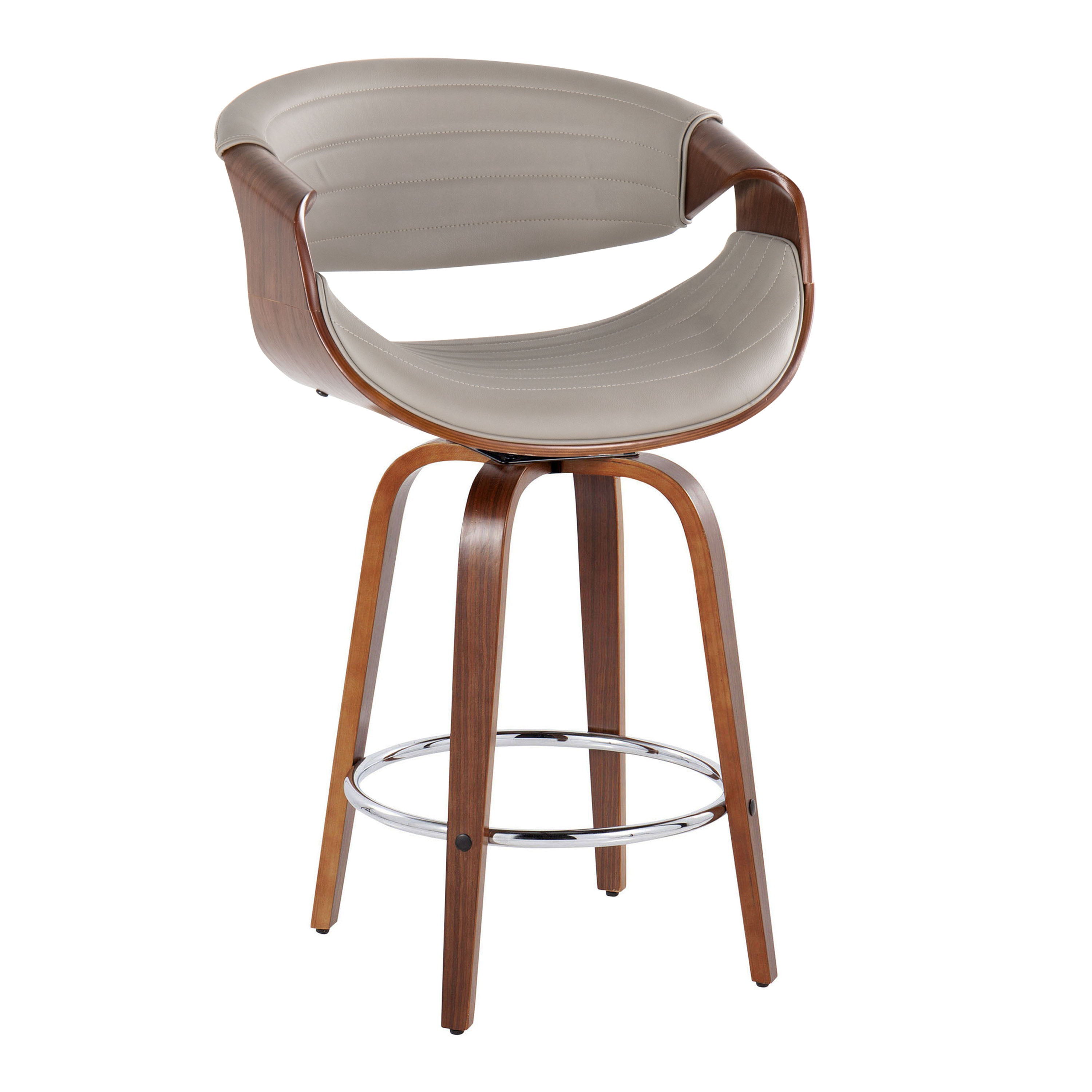 Symphony - Mid Century Modern Fixed Height Counter Stool &amp; Swivel With Round Footrest (Set of 2)