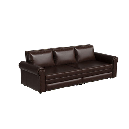 Pull Out Sofa Bed 3 In 1 Velvet Convertible Sleeper Sofa With Nailhead Trim &amp; Rolled Arm, Multi Functional