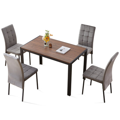5 Piece Dining Set Including Velvet High Back Nordic Dining Chair &amp; Creative Design Dining Table