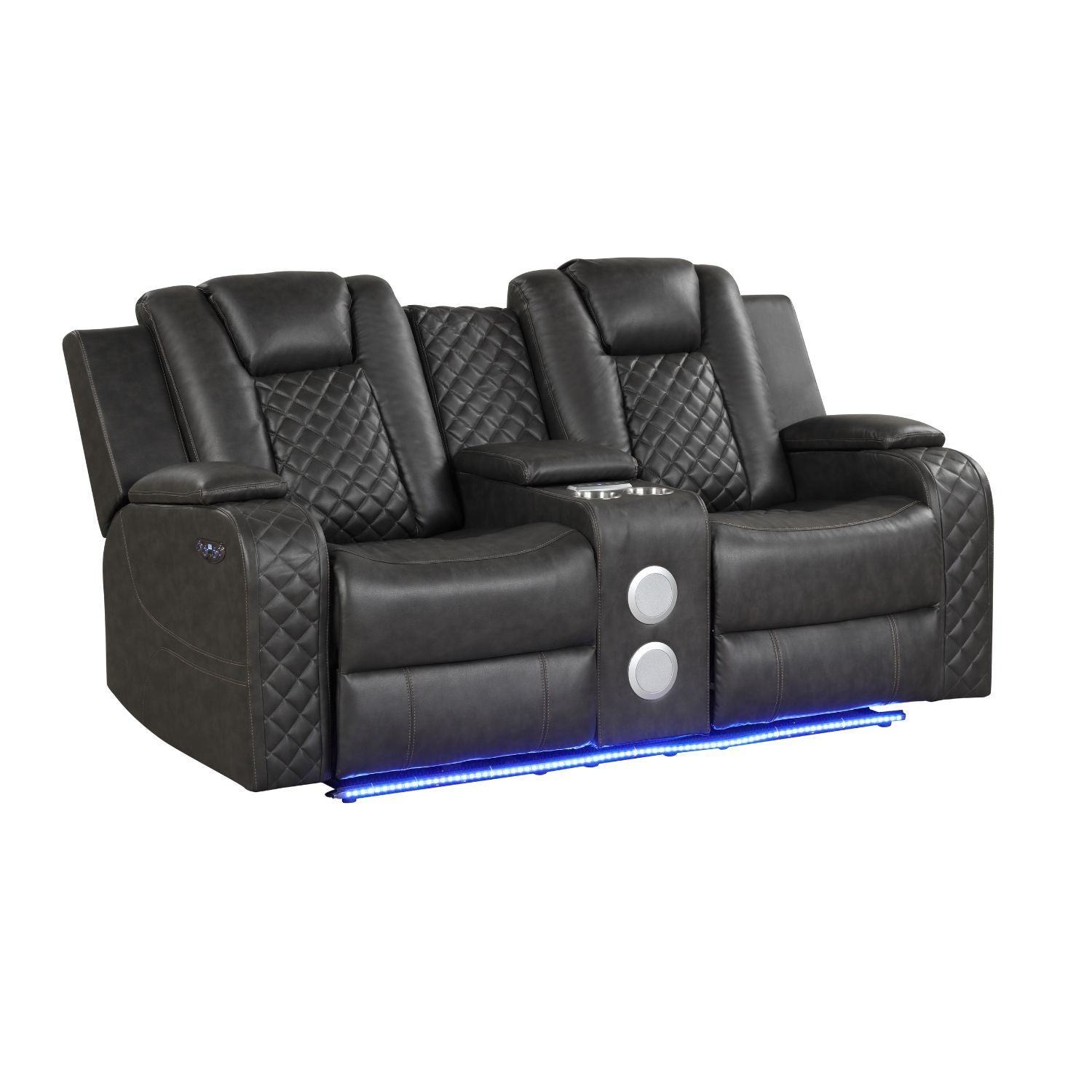 Benz - Power Reclining Loveseat &amp; LED Lighting And Built In USB