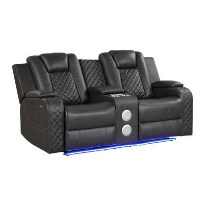 Benz - Power Reclining Loveseat &amp; LED Lighting And Built In USB